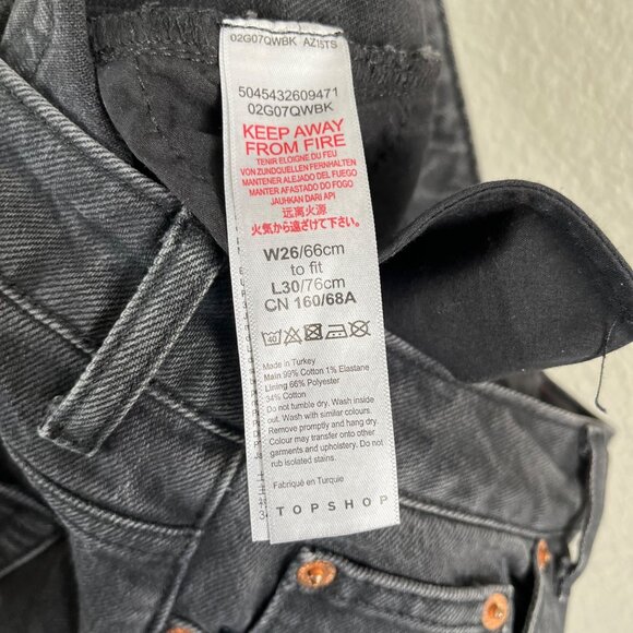 Topshop Womens Straight Leg High Waisted Black Denim Jeans Size 26 Frayed grunge - Picture 10 of 11